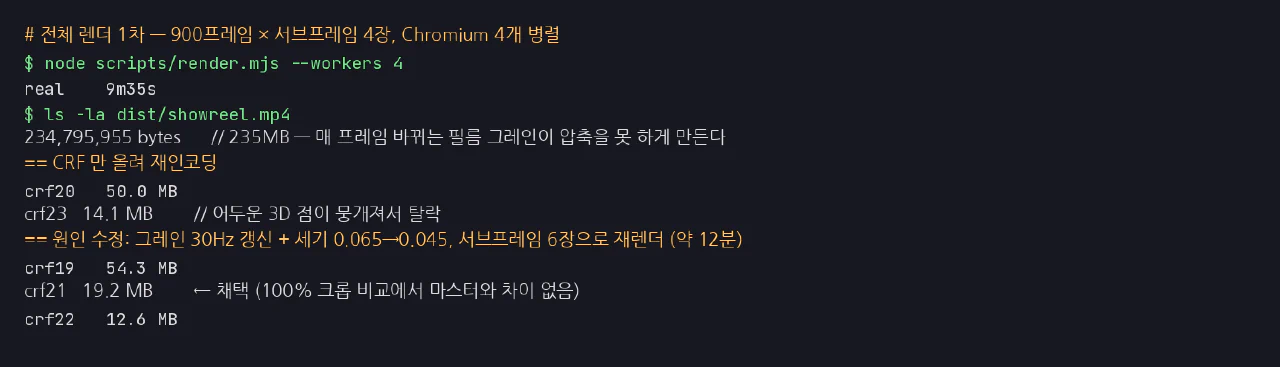 전체 렌더 후 용량을 원인부터 잡는다